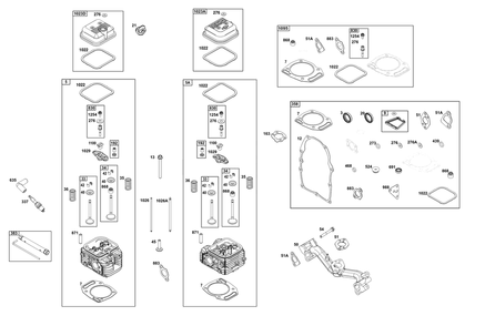 Cylinder Head Group Diagram and Parts List for 356447-0719-H5 200000 - 399999 Briggs and Stratton Engine